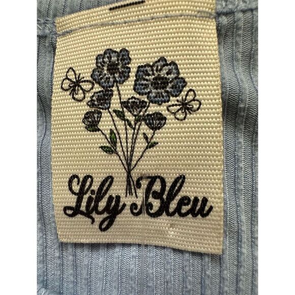 Lily Bleu Girl's L Blue Butterfly Embroidered Baby Tee Short Sleeve - Picture 3 of 6